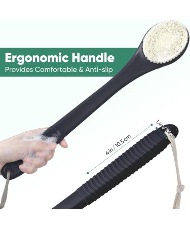 Back Brush for Showering - Long Handle Bath Brush for Seniors - Black Shower Brush - Buy Online on GoSupps.com