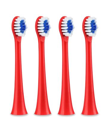4-Pack Replacement Toothbrush Heads- Sonic V200 Rechargeable Kids Electric Toothbrushes 7X More Plaque Removal End-Rounded Soft Bristles Comfortable & Efficient Clean Teeth Perfect for Kids