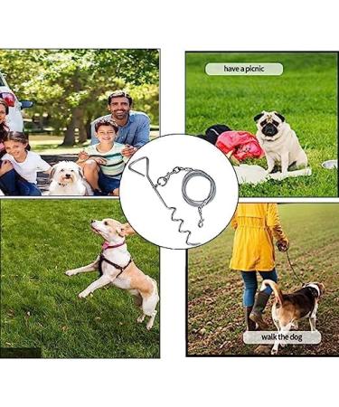 10ft Dog Tie Out Cable with 15" Spiral Ground Stake Spike for Small to Medium Dogs Up to 60 lbs for Playing Camping Outdoor Yard and Backyard in Ground (White) - Buy Online on GoSupps.com