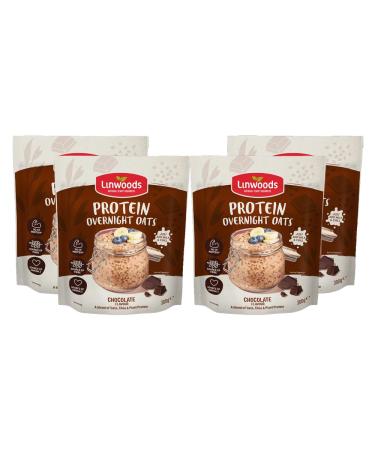 Linwoods Chocolate Protein Overnight Oats | 4 x 300g Porridge Oats | Healthy Breakfast Food | Vegan Friendly & Gluten Free 4x300g