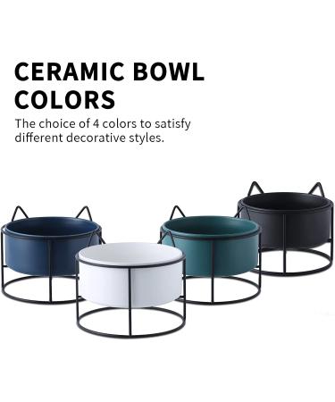 ZONEYILA 32oz Raised Ceramic Pet Bowl for Cats and Small Dogs - Elevated Cat Bowl - Dishwasher Safe - White Bowl with Black Stand - Buy Online on GoSupps.com