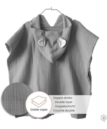 Mimuselina Baby Bathing Poncho - Soft Cotton & Quick-Dry Towel for Children - Ideal Bathrobe for Beach & Pool (Gray) - Buy Online on GoSupps.com
