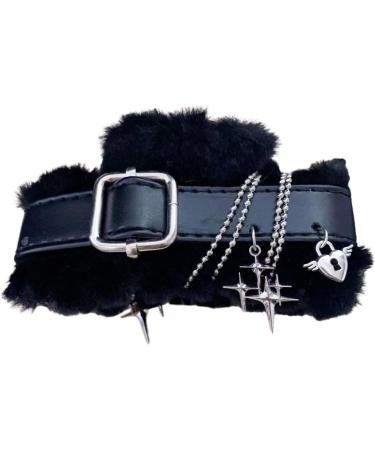 Plush Hair Claw Clips Gothic Leathers Winter Hair Barrettes Non-Slip Hair Clips Punk Girls Hair Accessories Hair Barrettes For Women Thick Hair - Buy Online on GoSupps.com