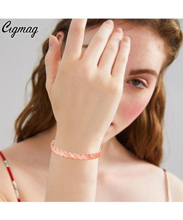 Cigmag 12X Lymphatic Drainage Copper Magnetic Bracelet for Women - Adjustable Cuff Bangle in Rose Gold - Ultra Strength Magnet - Gift Box Included - Buy Online on GoSupps.com