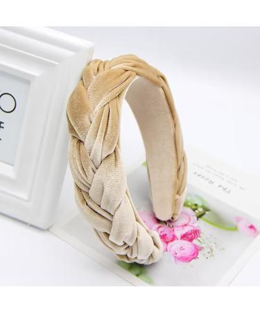 LEBENSWERT Velvet Braided Headband for Women - Vintage Wide Hairband in Beige | Traditional Fashion Accessory - International Shipping Available - Buy Online on GoSupps.com