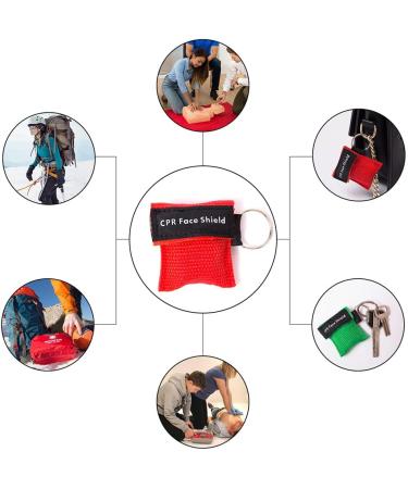 5Pcs CPR Mask Rescue Face Shields w/ One-Way Valve & Keychain Ring - Yellow - Buy Online on GoSupps.com