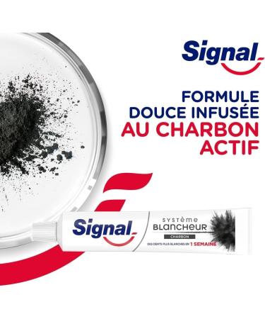 SIGNAL - Activated Charcoal Whitening System Toothpaste - Whiter teeth in 1 week - Natural whiteness - 95% ingredients of natural origin (pack of 6x75ml) - Buy Online on GoSupps.com