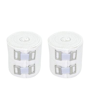 2" Organic Latex Free American Cotton Comfort Elastic Bandage with Clip Fasteners - White 2 Pack 2" Wide 2 Pack
