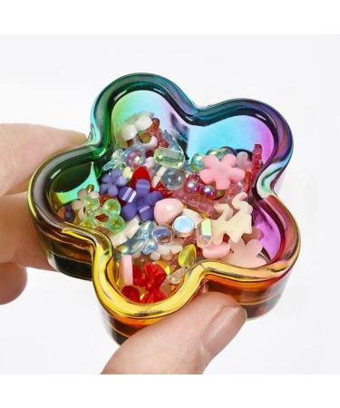4 Pcs Crystal Flower Shape Nail Art Acrylic Liquid Powder Glass Dappen Dish Clear Glass Cup for Acrylic Nail Art Tools colorful - Buy Online on GoSupps.com
