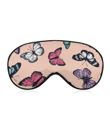 Cute Butterfy Pattern Sleep Mask Eye Cover for Sleeping Blindfold with Adjustable Strap Blocks Light Night Travel Nap for Men Women
