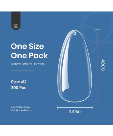Beetles Gel Nail Tips Refill Pack Almond Medium Shape 200pcs Size 2 Gelly Tips - Salon Quality and DIY Nail Extension - 200 Separated Tips for Perfect Sizing - Buy Online on GoSupps.com