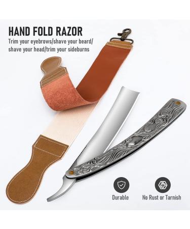 M&LD Professional Cut Throat Razor Kit with Cowhide Sharpener - Stainless Steel Straight Razor Blades for Barber & Home - Perfect Christmas Gift for Men - Buy Online on GoSupps.com