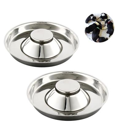 Yudansi Stainless Steel Puppy Weaning Bowls,Cat Bowls for Food Water, Puppy Feeder Bowl Whelping Dishes,Litter Feeding Bowls for Multiple Puppies Cats Eating at the Same Time for Small Medium Large Dogs 10.2in-2pcs