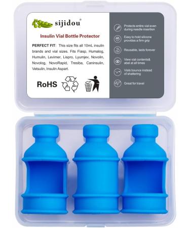 3 Pack Insulin Vial Protector Sleeve - Silicone Case for 10ml Short Vials | Durable & Safe - Perfect for Diabetics (Blue - Buy Online on GoSupps.com