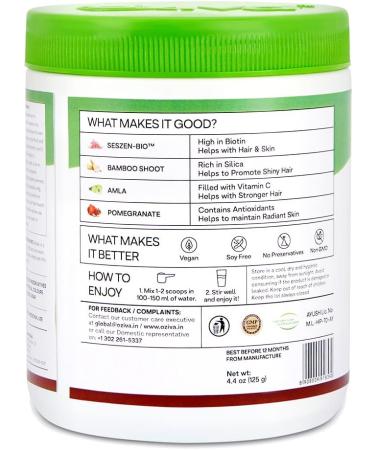 OZIVA Plant Based Biotin Powder for Hair Growth | Silica & Sesbania Agati | Clean & Vegan | 125g - Buy Online on GoSupps.com