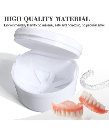 Denture Bath Box with Basket - Complete Clean Care Case for False Teeth, Braces, Night Guards & Retainers - Travel-Friendly Soaking Container with Free Brush (White) - Buy Online on GoSupps.com