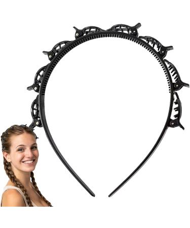 Headband with Clips Serrated Headband Braid Tool Hairpin Headband Hair Accessories for Women Headband with Clips Fashionable Headband with Clips Hairstyle Hairpin Black - Buy Online on GoSupps.com