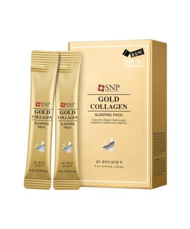 SNP - Gold Collagen Water Sleeping Pack - Using Real 24K Gold for All Skin Types - 20 Pack - Best Gift Idea for Mom, Girlfriend, Wife, Her, Women