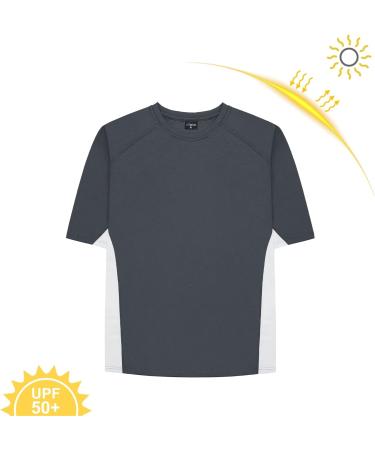 Feooohosi Men's Large Size Swim Shirt Rash Guard - Plus Size 3XL Short Sleeve Beach T-Shirt in Gray - Buy Online on GoSupps.com