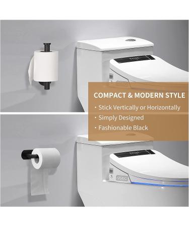 LAYUKI Self Adhesive Toilet Paper Holder - Durable Stainless Steel Matte Black | No Drilling Needed | Ideal for Bathroom/Washroom/Kitchen - 1 Piece - Buy Online on GoSupps.com