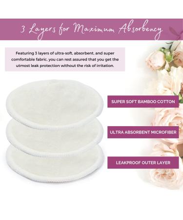 Organic Bamboo Nursing Pads - 14 Washable Pads with Wash and Storage Bags - Reusable Breastfeeding Cotton Pads for Overnight Leak Protection - Pastel Touch 3-Layers (Large  4.7") Large (Pack of 1) Pastel Touch (3-Layers) - Buy Online on GoSupps.com