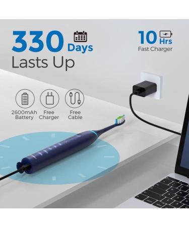 Buy Sonic Electric Toothbrush for Adults - 330 Days Battery 5 Modes Pressure Sensor IPX7 - Best International Shipping - Buy Online on GoSupps.com