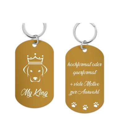 Hegehof aluminum dog brand sign with engraving-dog stark personalized with high-quality laser engraving address trailer dog personalized for dogs or cats (gold) 49x29x1 mm piu-mm-sch-01