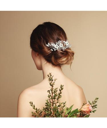 1 Piece Wedding Hair Accessories Bridal Crystal Hair Accessories Flower Hair Accessories Fashion Hair Accessories Bridesmaid Jewelry Perfect for Weddings Communions (Silver) - Buy Online on GoSupps.com