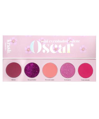 KRASH KOSMETICS KRASH KOSMETICS Mini eyEXshadow Oscar Eyeshadow Palette 5 Tone Super Pigment Long Lasting Matte Shiny Glitter Pink Fuchsia Garnet Colour Mirror Included Vegan & Cruelty Free