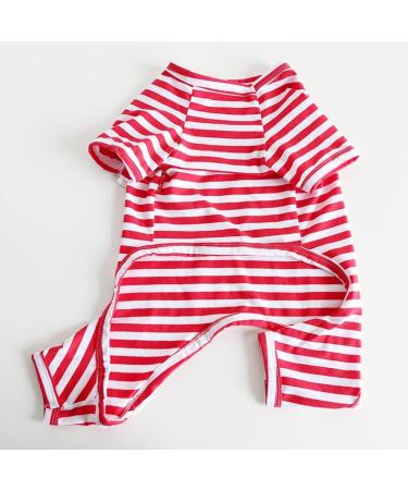 Classic Striped Bt Bear Fat Dog Pajamas - Soft Cotton One-Piece Costume for Pugs French Bulldogs & Small to Medium Dogs - Red (M) - Buy Online on GoSupps.com