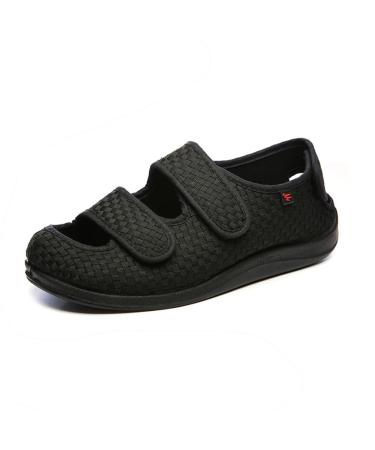 Yytcsjz Adjustable Edema Swollen Slippers Lightweight Walking Mesh Breathable Diabetic Shoes Comfortable for Edema Arthritis Fasciitis Swollen Feet (Color : Black Foot Length : 22cm) 22cm Black