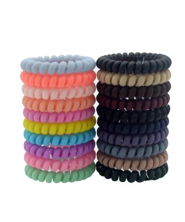 Spiral Hair Ties, Coil Hair Ties, Phone Cord Hair Ties, Colorful Hair Accessories, 20 Color Matte Spiral Hair Ties No Crease for Women Girl (Matte 20PCS)