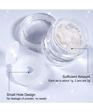 Buy 2Pcs Moonlight White Chrome Nail Powder - Aurora Pearl Holographic Glitter for Stunning Nail Art Design - 1g/Jar - Buy Online on GoSupps.com