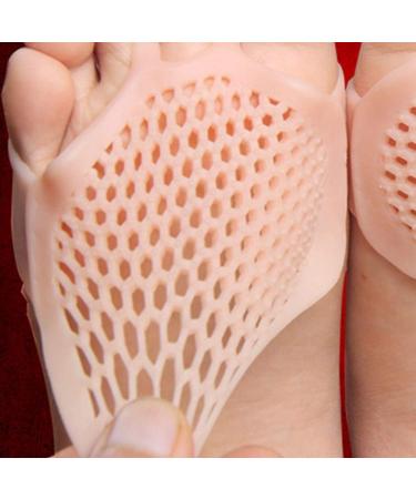 Metatarsal Foot Pads - 6 Pairs Soft Silicone Honeycomb Cushions | Breathable Ball of Foot Cushion Sleeves for Women - Beige Skin Color - Buy Online on GoSupps.com