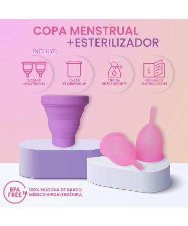 Ella y Yo Menstrual Cup Set - 2 Sizes (S & L) Sterilizer & Cotton Bag - 100% Soft Medical Silicone Washable & Reusable - Buy Online on GoSupps.com