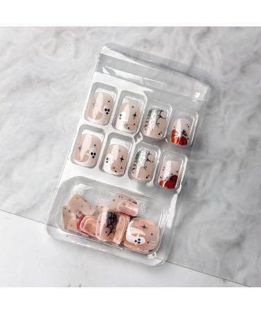 24 Pcs Halloween Press On Nails - Short Square Design with Pumpkins & Ghosts - Full Cover Acrylic Nails with Glue for Women - Buy Online on GoSupps.com