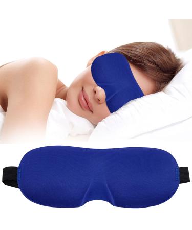 3D Contoured Luxury Blindfold Sleep Mask Eye Mask for Sleeping Light Blocking Eye Blinder with Adjustable Strap for Men & Women Soft & Comfortable Sleep Mask for Travel Shift Work Royal Blue