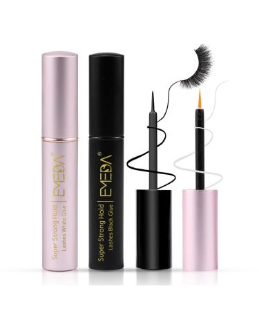 Emeda false eyelashes glue superstark hold clear black glue professional latex -free eyelash glue waterproof eyelash adhesive best black white stripes eyelash glue white glue + black glue - Buy Online on GoSupps.com