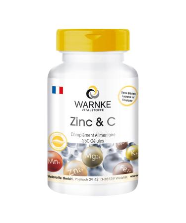 Zinc and vitamin C 300 mg - vitamin C - 5 mg zinc - 250 capsules - Vegetarian | Warnke Vitalstoffe - Quality from German pharmacies