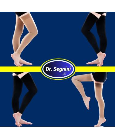 Medical Compression Stockings 10-20 mmHg for Women & Men | Thigh High Footless Varicose Vein Support Socks | Plus Size Improved Circulation & Swelling Relief in Beige - Buy Online on GoSupps.com