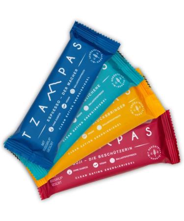TZAMPAS energy bar mix box large (16x40g) - energy bar made from roasted barley in snack box format - Power Bar | Energy bar suitable for cycling - organic vegan & without additives - Buy Online on GoSupps.com