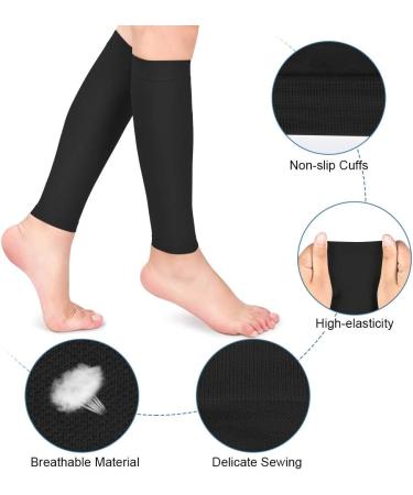 Medical Grade Calf Compression Sleeves - 20-30mmHg Graduated Pressure for Swelling, Varicose Veins, Shin Splints - Footless Compression Socks - Black, Size L - Buy Online on GoSupps.com