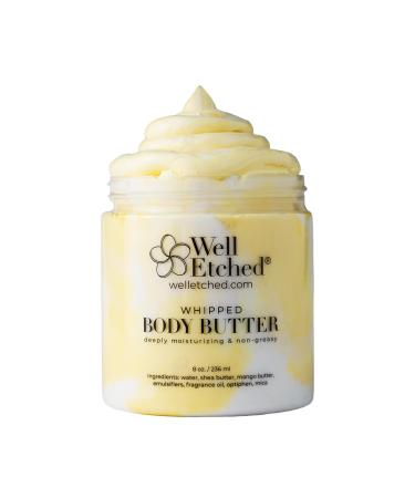 Lemon Meringue Body Butter | Handcrafted Non-greasy Whipped Shea & Mango | Fast Absorbing Natural Mositurizer Lotion Cream Chapped Hands Dry Skin Stretch Marks Eczema After Sun Hydrating Skincare