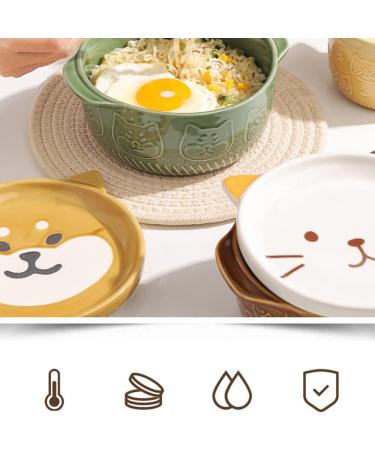 Lozjokad Cartoon Japanese Ceramic Dog Noodle Bowls with Lids Cute Animal Soup Salad Fruit Bowl Kitchen Tableware A - Buy Online on GoSupps.com