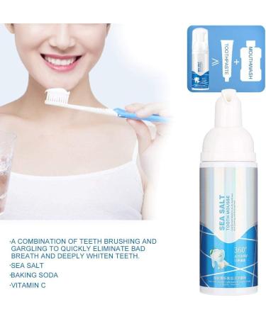 Whitening Foam Toothpaste | Sea Salt Deep Cleaning Mousse - 60ml Decontamination Formula for Bright Teeth - Buy Online on GoSupps.com