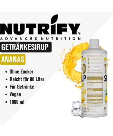 Nutrify Vital Fitness Drink 1:80 Syrup - Pineapple Beverage Concentrate with Vitamins & L-Carnitine Sugar-Free Low-Calorie - Makes 80 Liters - 1000ml Pack - Buy Online on GoSupps.com