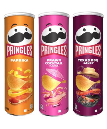 Snack Bundle with Pringle Paprika 185g Prawn Cocktail 185g & Texas BBQ 185g (3 Pack) - Buy Online on GoSupps.com