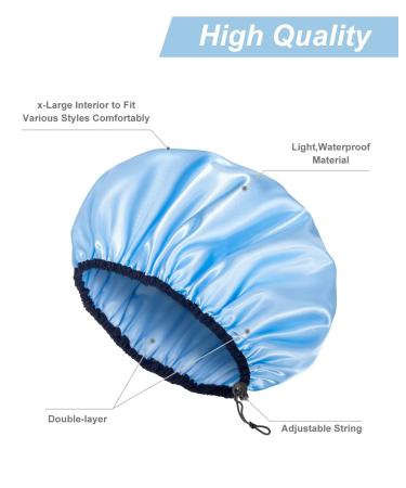 Auban Adjustable Extra Large Shower Cap for Women - Reusable Waterproof Hair Cap in 3 Colors - Buy Online on GoSupps.com