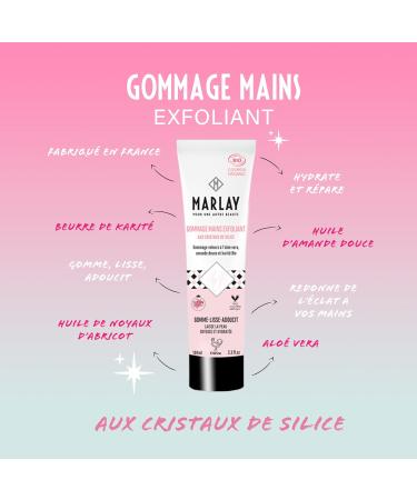 Marlay Cosmetics - Exfoliating Hand Scrub 100 ml - Hand Peeling - Organic Exfoliating Cream Hand Care - Aloe Vera Shea Butter Silica Crystals - Dry Skin - Made in France - INCI 17.2/20 - Buy Online on GoSupps.com
