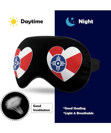 Wichita Flag Heart Sleep Mask Eye Cover for Sleeping Blindfold with Adjustable Strap Blocks Light Night Travel Nap for Men Women - Buy Online on GoSupps.com